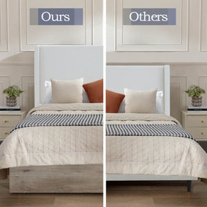 Shelton Upholstered Wingback Bed with 54-inch High Headboard in Textured Ivory Canvas Chenille