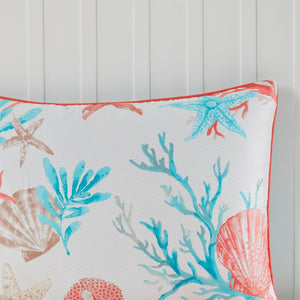 7 Piece Cotton Sateen Comforter Set Coral Cal King