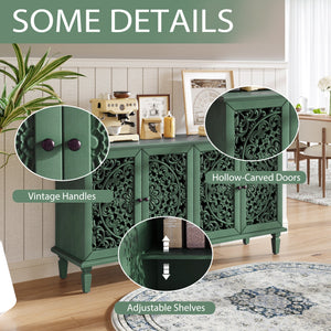 60' Antique Buffet Cabinet with Floral Carvings