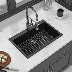 Quartz Kitchen Sink, Granite Composite, Drop In Sink With Durable Design