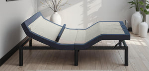 Queen Adjustable Bed Base with Head/Foot Tilt and Massage - Blue-Gray