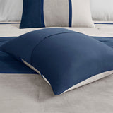 7 Piece Faux Suede Comforter Set Blue Queen
