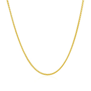 14k Yellow Gold Diamond Cut Round Wheat Chain 1.1mm