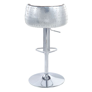 Brancaster - 41" Adjustable Stool With Swivel - Vintage Brown Top Grain Leather & Aluminum