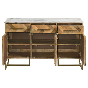 Paloma - 3 Door Herringbone Accent Cabinet - Natural