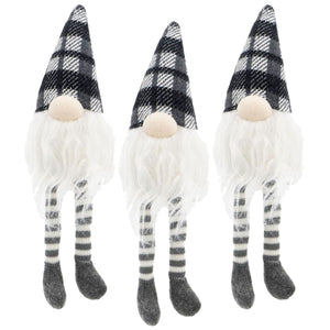 3 Pieces Sitting Gnome, Christmas Table Home Ornaments For Holiday Party Gifts - White / Gray