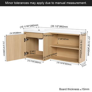 L-Shaped Wall Mounte Floating Bathroom Vanity With Integrated Sink