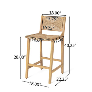 Acacia Wood Outdoor Armless Barstool - Light Teak
