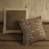 7 PC Pieced Faux Suede Comforter Set Natural Queen