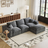 108" Cloud Modular Sectional Sofa with L-Shape Chaise — Deep Seat, Left/Right Reversible, Soft Plush Corduroy