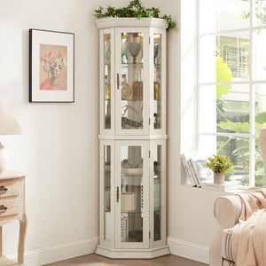 Elegant Lighted Corner Curio Cabinet