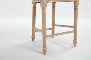 French Country 26'' Height Bar Chairs with Beige Linen Upholstery - Set of 2