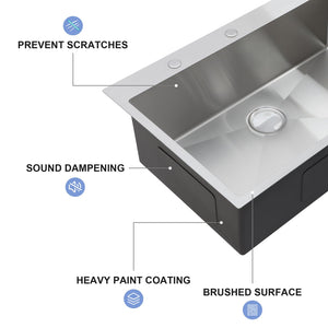 Drop In Kitchen Sink With Pull Down Faucet And Soap Dispenser