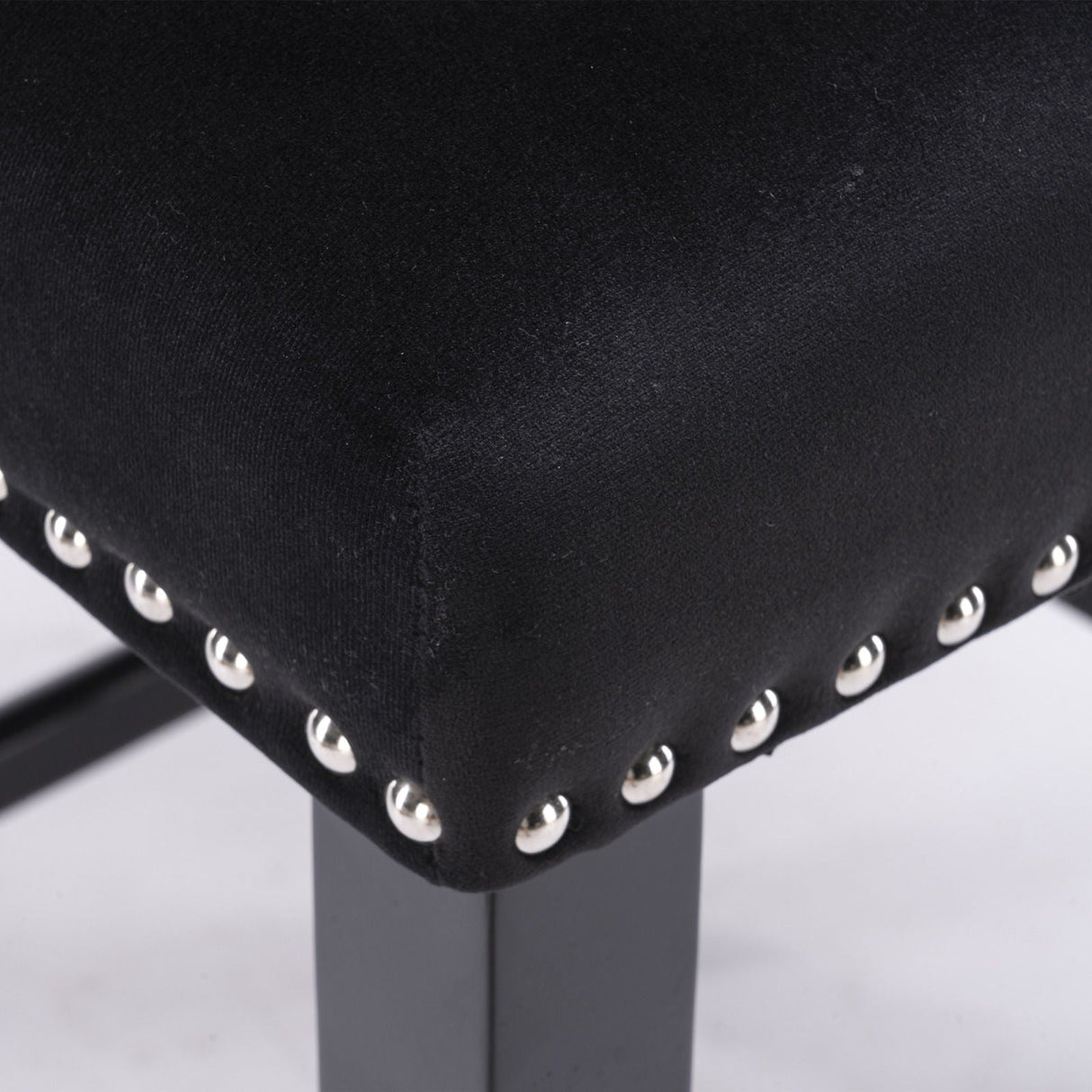 Contemporary Upholstered Wing-Back Barstools With Button Tufted Decoration And Wooden Legs, And Nailhead Trim, Leisure Style Bar Chairs, Bar Stools (Set of 2)