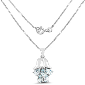 1.75 Carat Genuine Aquamarine .925 Sterling Silver Pendant