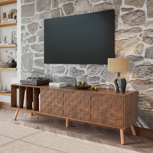 TV Stand, Cabinet For Living Room, Fits TVs Up To 80" - Walnut