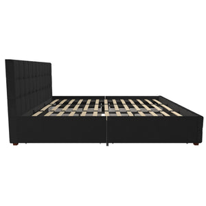 King Upholstered Bed With Storage - Black