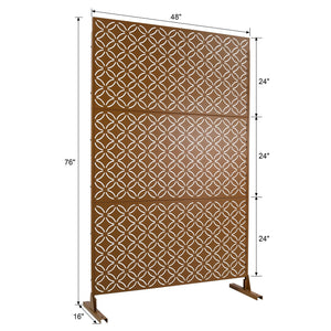 Freestanding Decorative Privacy Screen For Deck Balcony Patio, Metal Privacy - Brown