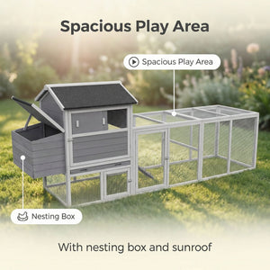 Chicken Coop With Run And Nesting Box, Large Outdoor Hen House For Backyard