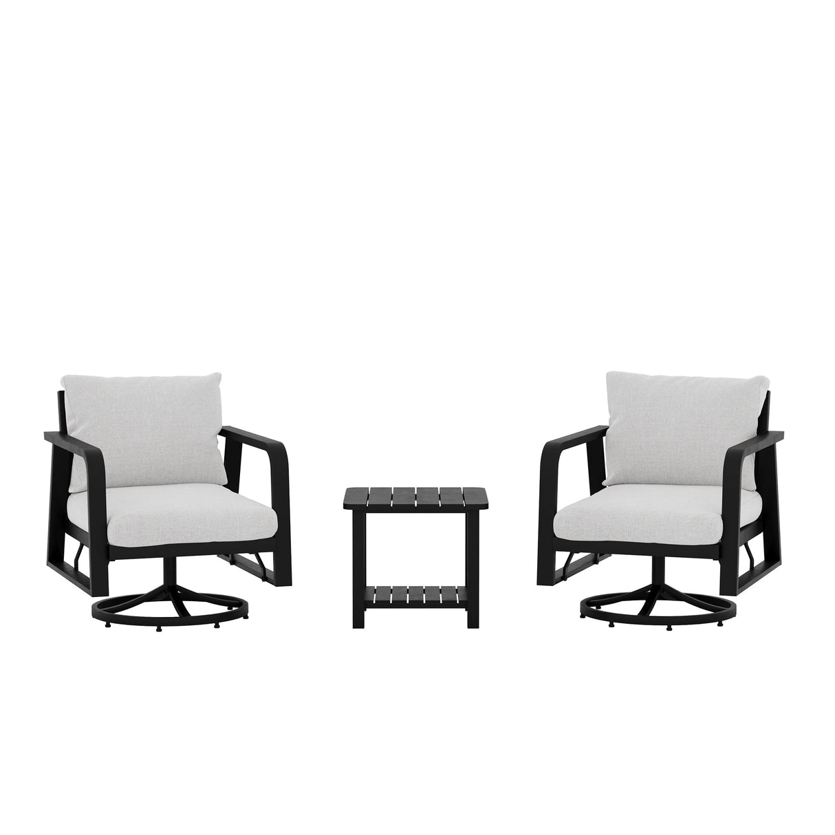 FR Two Swivel Chairs + One Side Table