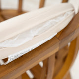 Klismos Dining Armchair Set of 2 with Solid Wood Construction and Curved Backrest in Teak and Beige