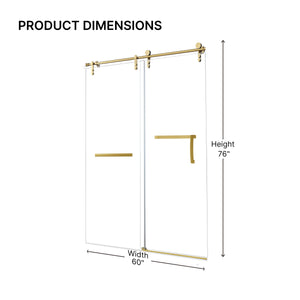 60 Inches x 76 Inches Frameless Single Sliding Shower Door