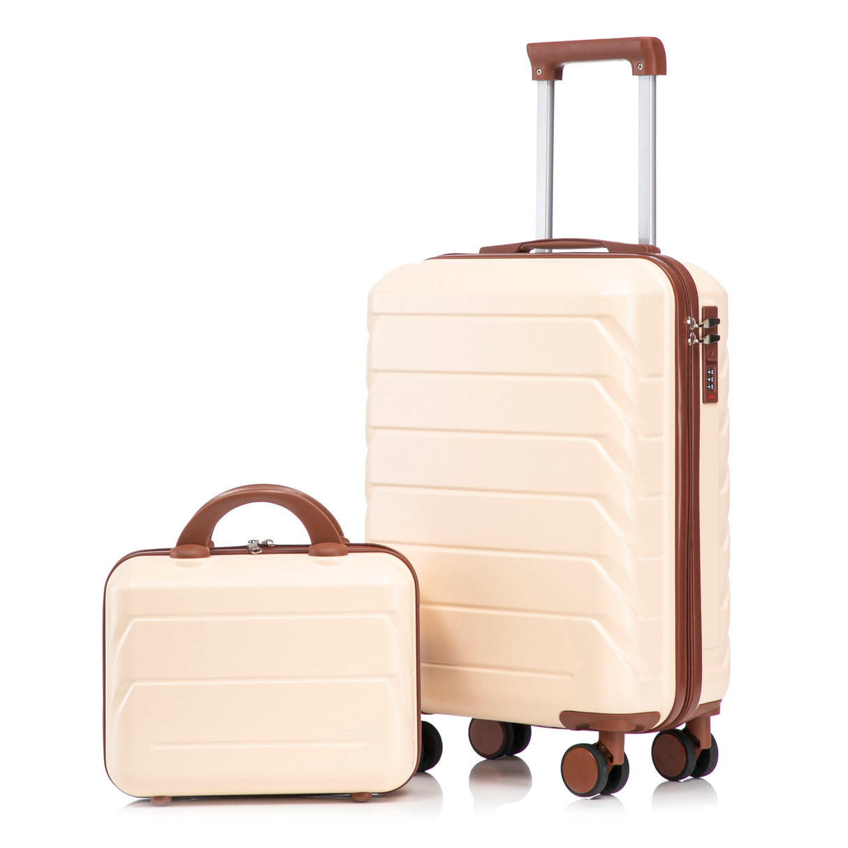 14'/20' 2-Piece ABS Spinner Wheel Luggage Set (Beige)