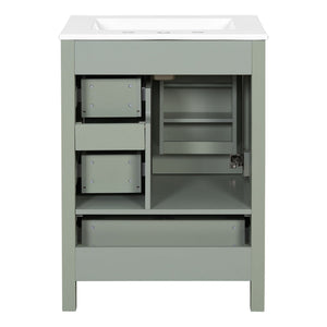 Bathroom Vanity With Sink, Soft-Close Doors, Double-Layer Shelf And 3 Drawers