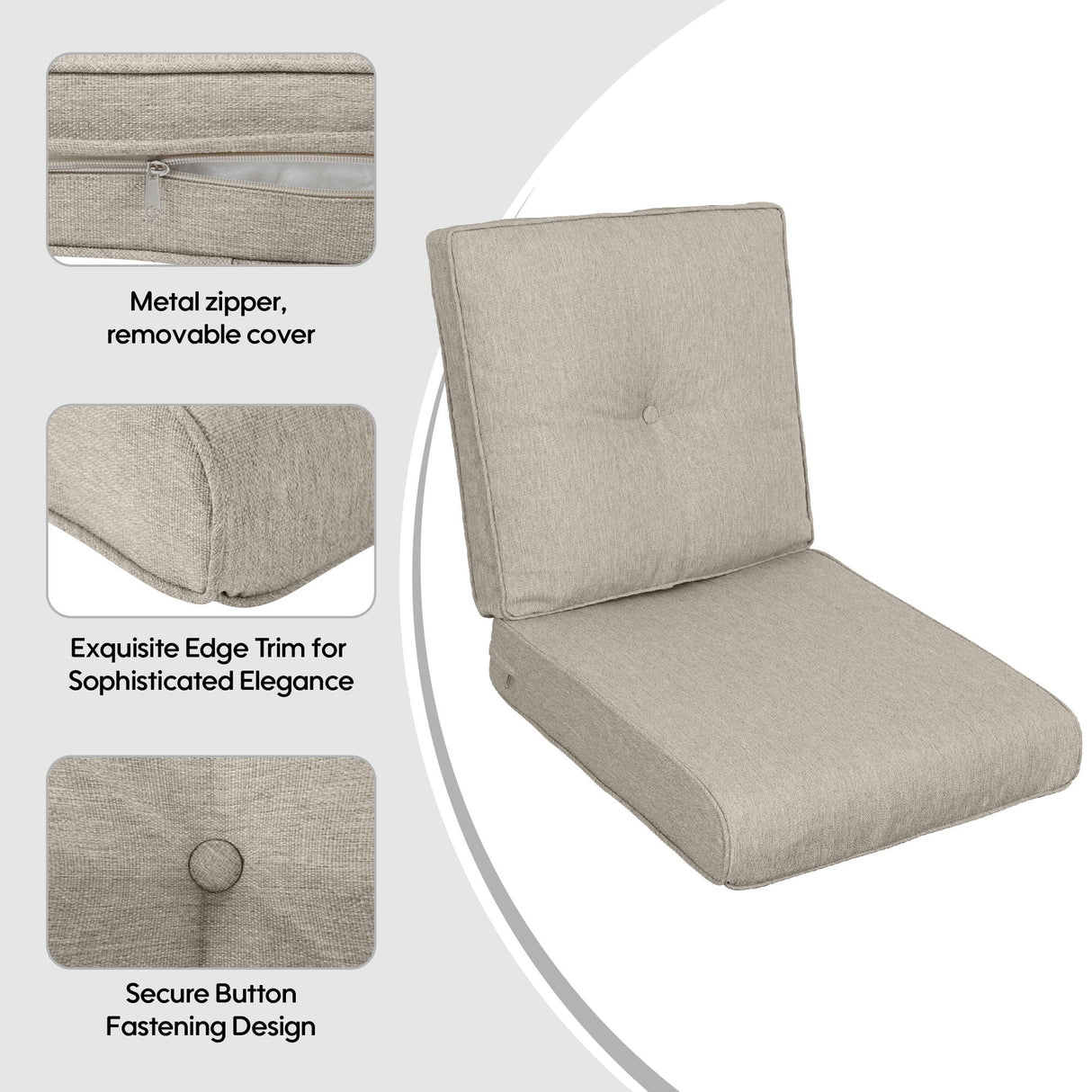 High Back Patio Chair Cushions for Garden (Set of 2)