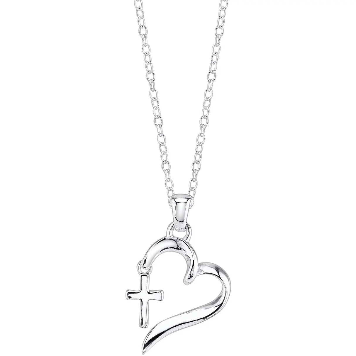 Women's "Faith Hope Love" Heart With Cross Necklace