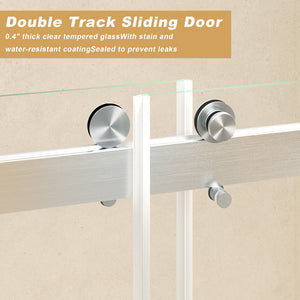 Frameless Sliding Glass Shower Doors 56-60" Width x 76" Height