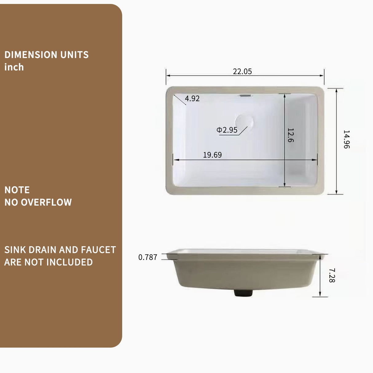 Rectangular Undermount Bathroom Sink