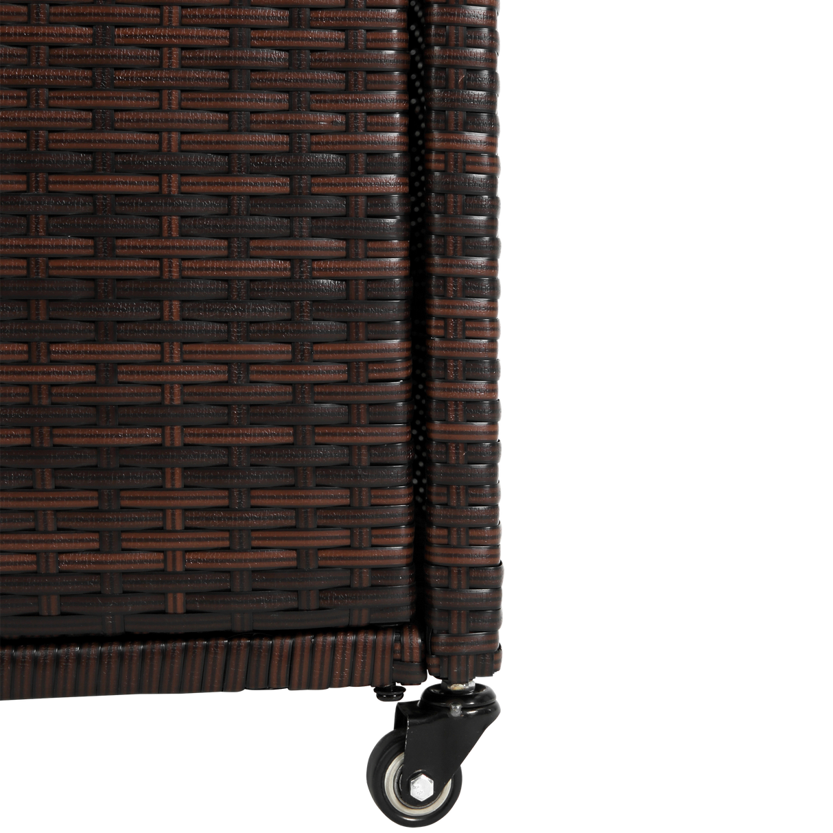 Outdoor Wicker Bar Cart with Glass Top and Wheels - Light Brown