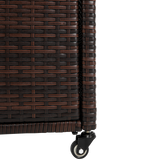 Outdoor Wicker Bar Cart with Glass Top and Wheels - Light Brown