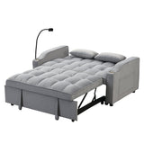 Modern Velvet Loveseat Futon Sofa Couch with Pullout Bed