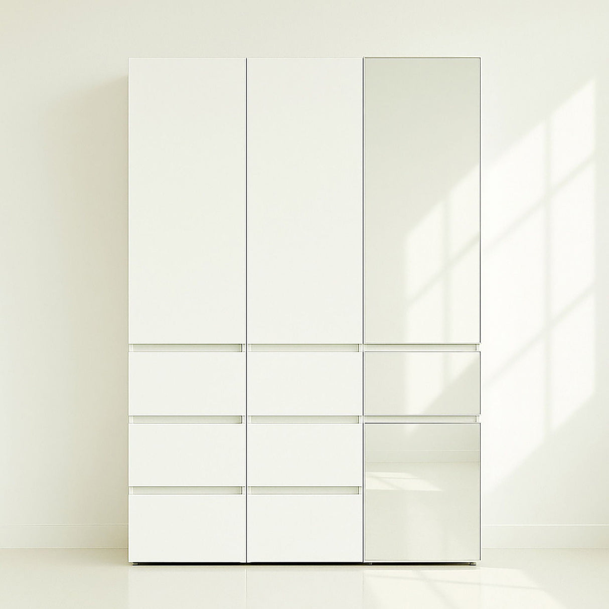 Elise - Slim Modular Closet Cabinet With Mirror - White