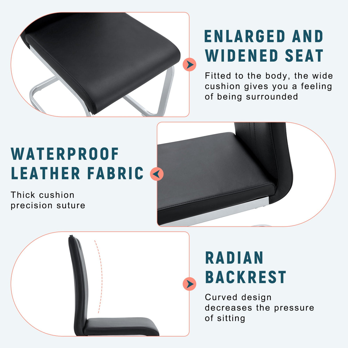 Bow Shaped Chairs, Ergonomic Design, Non Slip Base