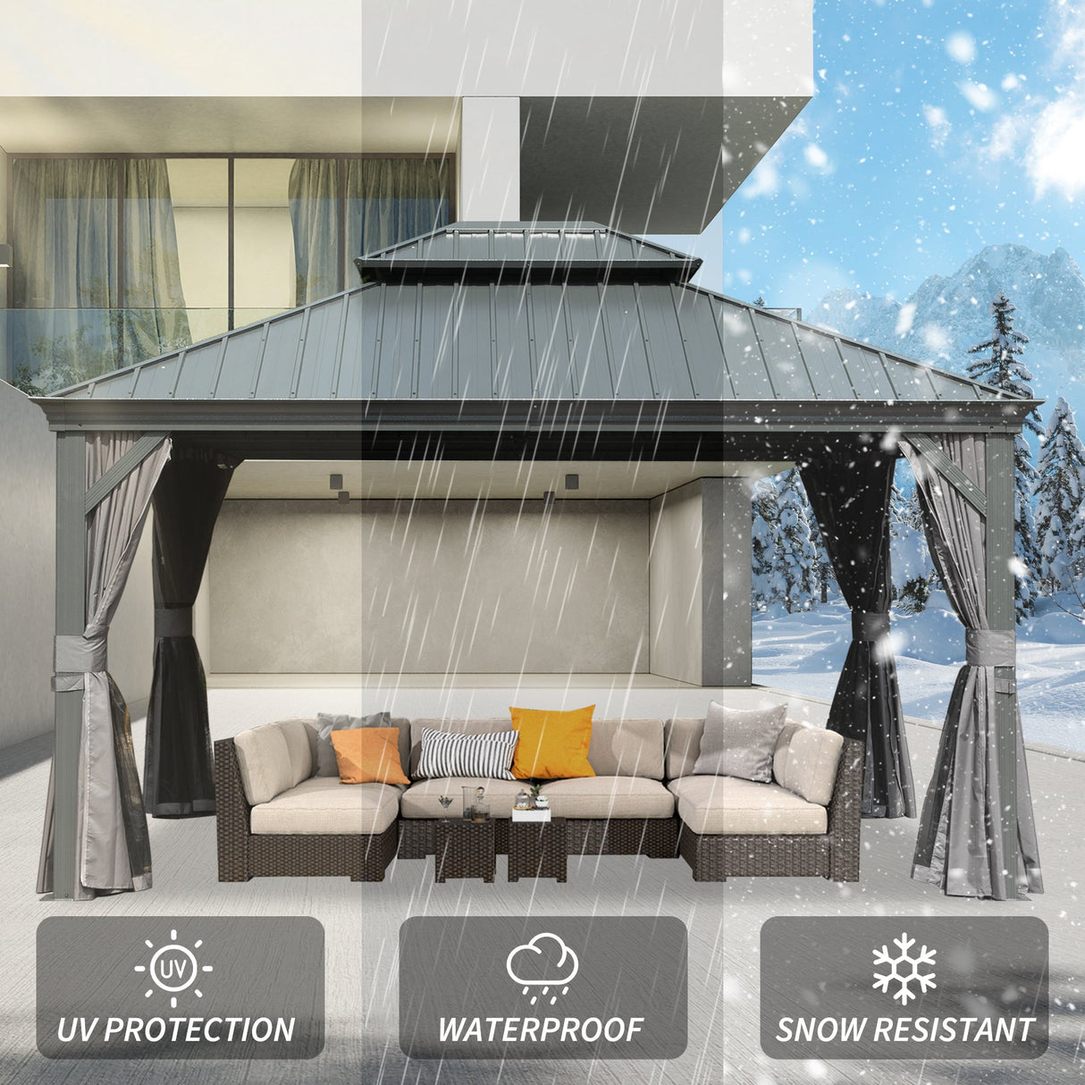 10' X 14' Hardtop Gazebo with Double Roof