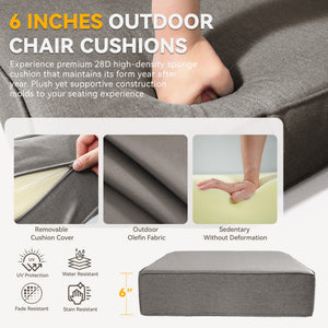 6 Inch Thick Outdoor Chair Cushion Set - Gray