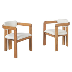 Set of 2 Outdoor Acacia Wood Dining Chairs with Cushions