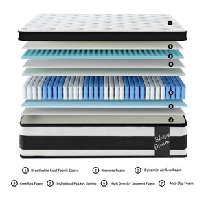 12 Inch Queen Size Hybrid Mattress with Memory Foam and Pocket Springs