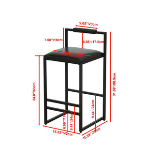 Elegant Bar Stool Set With Backrest And Footrest, Counter Height (Set of 2)