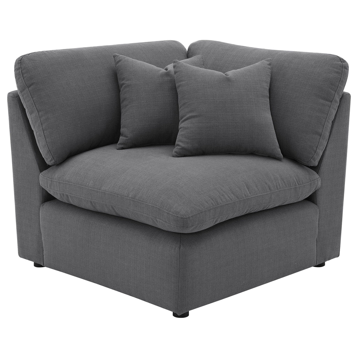 6 Piece Upholstered Modular Sectional Sofa With Reversible Cushions And Ottoman - Charcoal