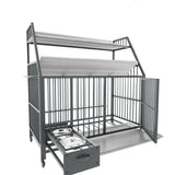 Large Pet Cage with Storage Rack and Stainless Steel Basins