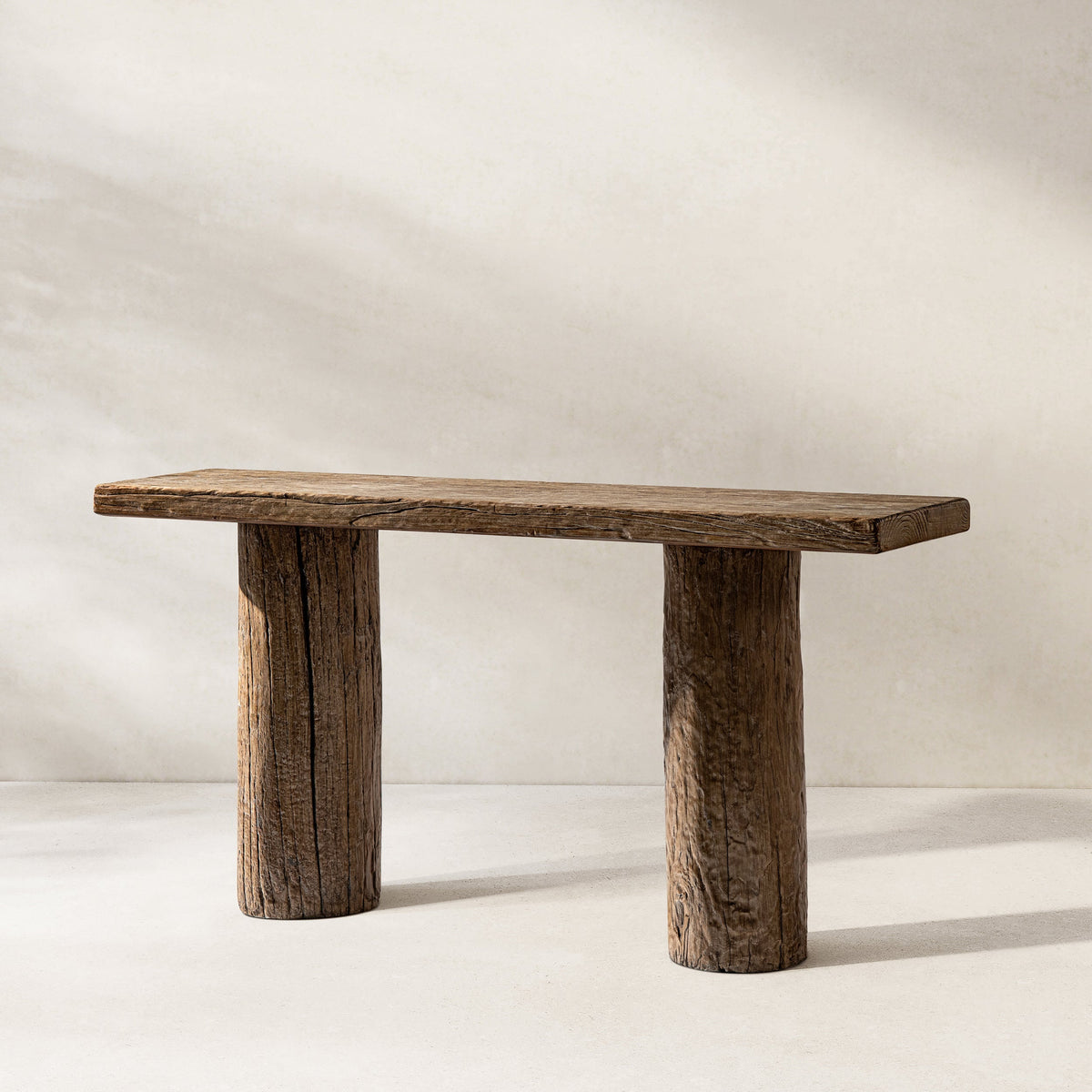 Arbor 60' Reclaimed Elm Double Pillar Console Table, Heritage Medium-D ...