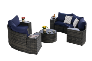 Outdoor Patio Furniture 11-Piece Half-Moon Sectional Round Patio Furniture Set