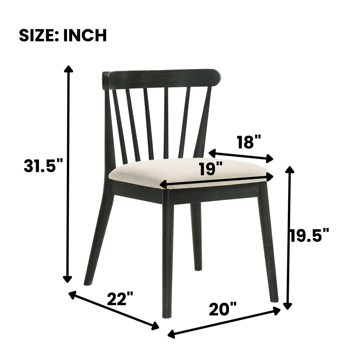 Modern Spindle Back Dining Chairs, Set of 2