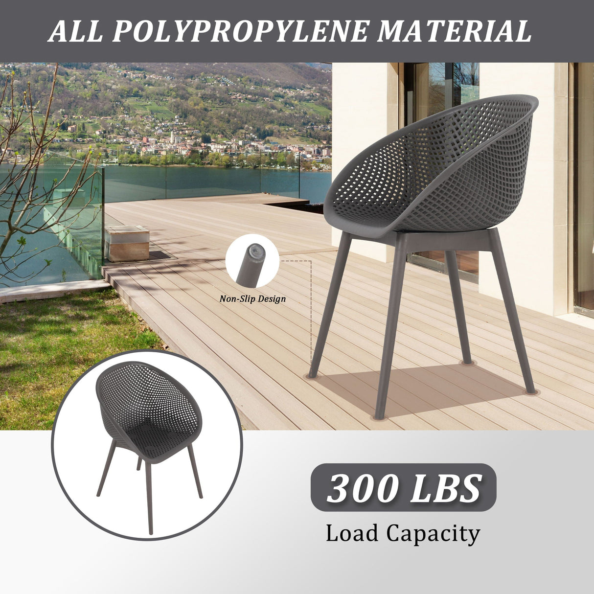 4 Pack Lounge Chair Set With Long Table