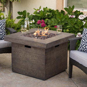 Anchorage 32'' Wood Square MGO Fire Pit Brown - 40,000 BTU