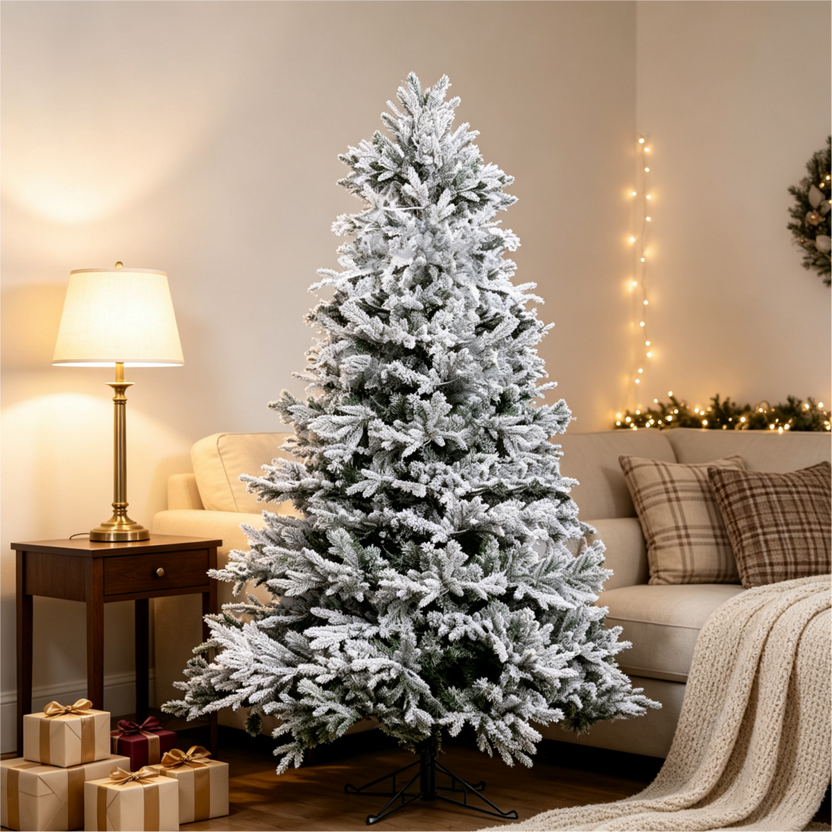 7 Ft Snow-Flocked PE/PVC Hybrid Christmas Tree